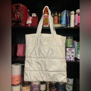 Bath and Body Works Iridescent Pearl Puffy Tote Bag